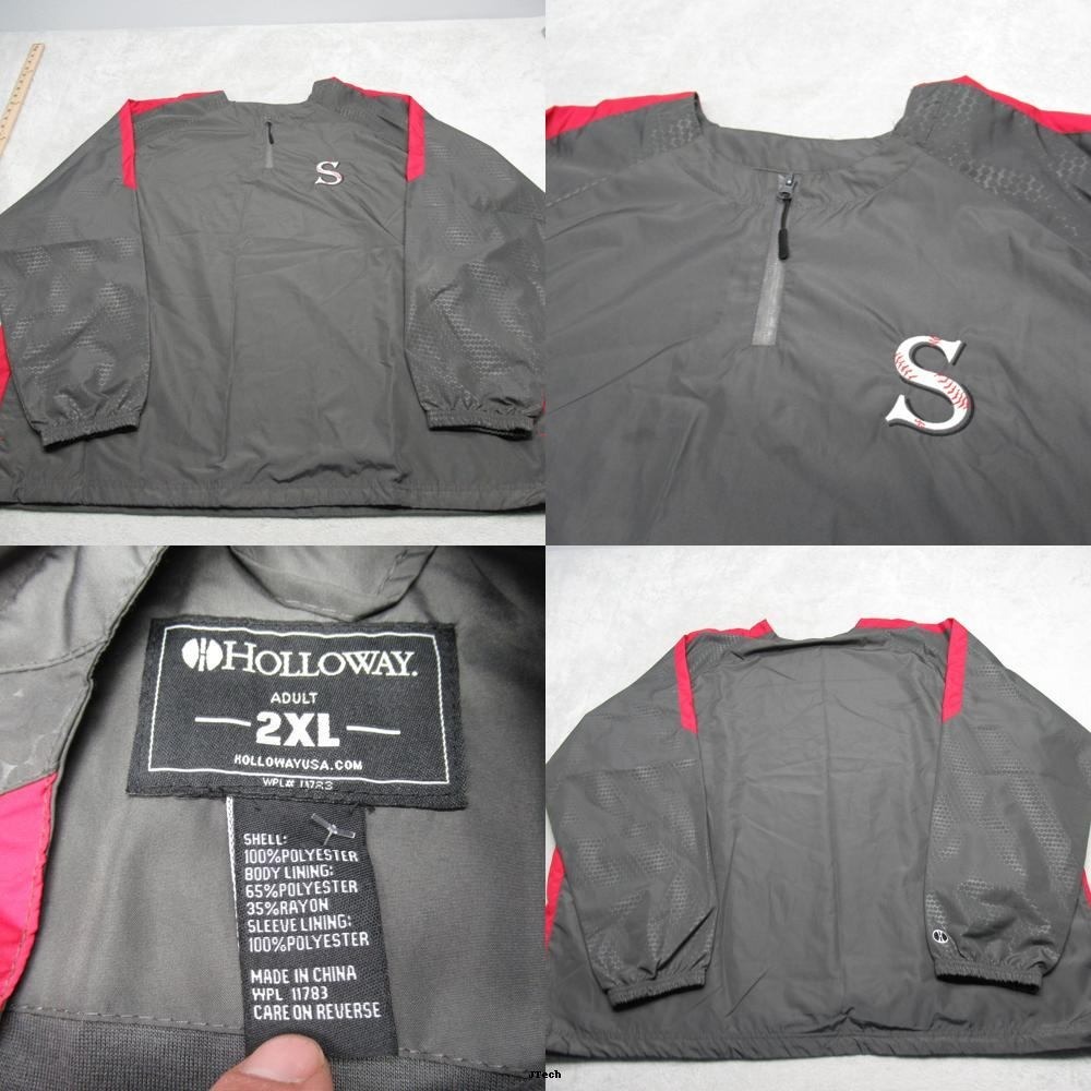 Holloway Golf Jacket Mens 2XL Gray Midweight Windb 1/4 Zip Anorak‎ S Logo
